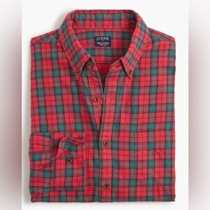 J Crew Factory Men’s Brushed Twill Shirt, Rusted Red & University Green, Size XL